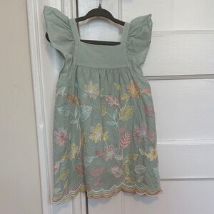 Zara Sage Green Floral Embroidered Dress
